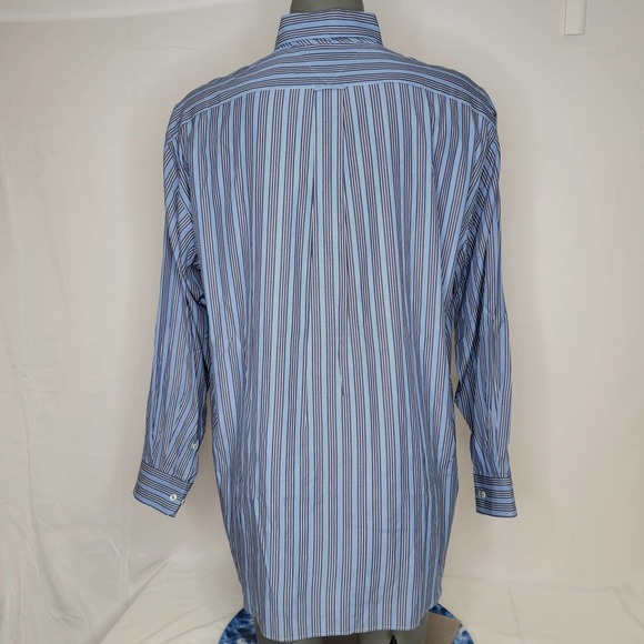 EUC Tommy Hilfiger Y2K TLC Lifetime Vertical Striped Blue Button Down Shirt XL - Picture 2 of 7